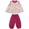 Conjunto de Camisa Sem Manga para Meninas Estiloso Traje de Verão Floral Infantil 2026 Novo Calça de Verão Anti-Mosquito para Bebê Tendência