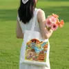 Bolsa de Lona com Ilustração de Cidade, Bolsa Tote de Lona Chinesa Excepcional, Bolsa de Compras Ecológica Personalizada de Grande Capacidade, Bolsa de Pano para Check-In de Atrações Turísticas