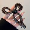Presilha de Cabelo Vintage Leopardo Laço Pérola Grande Mordedor Presilha de Cabelo Feminina 2024 Novo Clipe de Alto Padrão Acessórios de Cabelo