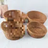 Cesta de pan cesta de pastelería cesta de frutas cesta de imitación de ratán cesta de exhibición de supermercado apertura oblicua redonda plato de frutas tejido de ratán de plástico cesta de almacenamiento