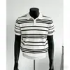 Camisa Polo de Manga Corta para Hombre Verano 2026 Clásica Rayada Transpirable Ajuste Delgado Tejido Fino Camiseta Casual de Negocios Cuello Campana