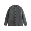 Ropa Vintage 25 Otoño/Invierno Nuevo Estilo Retro Japonés Texturizado Old Money Suelto Versátil Cárdigan de Punto de Botón Único