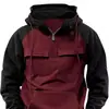 Primavera y Otoño Europeo y Americano Nuevo Hombre Hombro Manga Media Cremallera Media Ropa de Trabajo Deportiva Multibolsillo Con Capucha de Moda Con Capucha