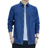 Camisa de Manga Larga Fina Nueva de Primavera para Hombre, Color Sólido Versátil Juvenil Moderna Camisa con Cuello para Hombre Top Chaqueta