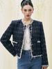 [Shengdu] Chaqueta Corta de Tweed de Lana de Alta Gama Estilo Retro Francés, Nuevo Producto de Otoño