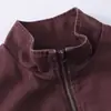 Chaqueta de Mezclilla con Cuello Alto Decorado con Cremallera para Hombre, Estilo Otoño e Invierno, Chaqueta de Piloto Vintage Lavada de Color Sólido Estilo Americano