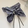 Lenço Quadrado Pérola Brilhante Fino Laço de Fita Lenço Quadrado Prendedor de Cabelo Feminino Elástico Acessórios de Cabelo