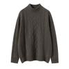 Suéter de Cachemir Trenzado de Cuello Medio para Mujer Suéter de Punto Grueso Holgado Moda Otoño e Invierno Suéter Base de Lana Tejida