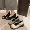Zapatos Mary Jane bajos con un tacón grueso inspirado en Chanel, zapatos de tacón alto retro franceses 2026, otoño negro