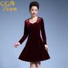 Vestido para Mãe de Casamento Outono Novo Vestido para Mãe de Casamento Banquete de Casamento Bordado de Casamento Vestido de Casamento Vestido de Veludo