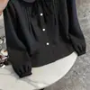 Camisa de manga larga a cuadros con cuello de muñeca retro para mujer, colección otoño 2026, talla grande, adelgazante, corte holgado, rejuvenecedora, top versátil