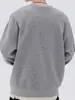 Camiseta de Manga Larga de Waffle de Color Puro para Hombre Primavera y Otoño 2025 Casual para Hombre Cuello Redondo Holgada de Manga Larga para Hombre