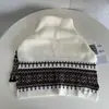 Xale Jacquard Preto Fair Isle de Gola Alta para Mulheres, Peça de Roupa Externa Tricotada Elegante, Quente e Resistente ao Frio de Inverno