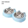 Cuenco de acero inoxidable antideslizante para mascotas Frog, cuenco de plástico de acero inoxidable dos en uno para perros, suministros para cuencos para mascotas
