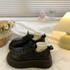 Zapatos de Piel Pequeños con Cordones en el Dedo Gordo para Mujer Primavera Nuevo Estilo Retro Británico Plataforma Suela Gruesa Zapatos Individuales