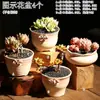 Vaso de Flor Suculenta Cerâmica Preço Especial Liquidação Esmaltado Tamanhos Grande e Pequeno Simples Pastoral Mesa Vasos de Barro Respirável Plantas Leede Estoque