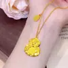 Colar de Latão Banhado a Ouro com Pingente de Cabaça Apresentando o Caractere Chinês "Fu" para Riqueza e Prosperidade, Adequado para Mulheres