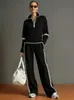 Conjunto de dos piezas de pantalones de punto de pierna ancha con media cremallera, estilo europeo y americano, nuevo, superventas transfronterizos de estación independiente de Amazon, ropa para mujer