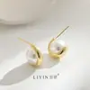 Pendientes de temperamento de moda combinables Pendientes de plata brillante con perlas