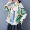 Real Shot Primavera e Outono Nicho Grande Edição Irregular Solto Casual Moda Camisa Graffiti Estampa Design All-match Top