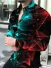 Moderna Camisa de Otoño para Hombre de Manga Larga con Estampado Digital 3D, Elegante Camisa Casual con Cuello de Solapa