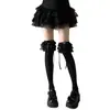Calcetines Lolita de Encaje Grande Multicapa de Alta Resistencia para Pantorrilla, Calcetines con Volantes de Encaje Multicapa de Terciopelo, Calcetines Finos de Hielo para Verano