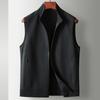Chaleco Casual para Hombre Primavera y Otoño 2025 Lujo Ligero Negocios Juvenil Color Sólido Nylon Micro-Elástico Sin Mangas Chaqueta Cuello Mao