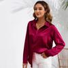 Processamento e Personalização de Camisas de Cetim Populares Europeias e Americanas para Exportação Amazon 2026 para Mulheres, Camisas de Manga Longa de Seda com Aspecto de Cetim