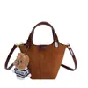 Bolso Cruzado Tipo Cubo de Gamuza Casual para Mujer 2025 Otoño Nuevo Versátil Moda Casual Elegante Bolso de Hombro Único