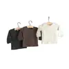 Camiseta de Manga Larga Estilo Coreano para Bebé, Colección de Primavera Clase A, Camiseta Básica de Algodón con Cuello Redondo para Niños Pequeños, Color Sólido para Comercio Exterior