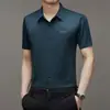 Camisa de manga corta de brocado y amoníaco nueva de verano para hombre, de mediana edad, estilo casual de negocios, camisa elástica sin costuras, venta al por mayor para hombre