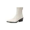 Botines Elegantes Cómodos Silenciosos para el Trabajo Ajustados 2026 Invierno Tacón Medio Grueso Punta Fina Versátiles Elásticos que Envuelven la Pierna para Mujer