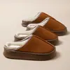 Pantuflas gruesas, cálidas, forradas de gamuza para mujer y hombre, para usar en interiores y exteriores en otoño e invierno