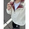 Chaqueta de retazos a cuadros estilo americano, chaqueta de béisbol de tela Oxford para hombre otoño/invierno con cuello alto, top de alta calidad para pareja, chaqueta de mujer