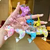 Botella de arena movediza de océano linda de moda llavero de delfín copo de nieve colgante de mochila relleno de aceite caja sorpresa bolsa sorpresa regalo al por mayor