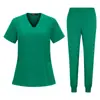 Ropa de Trabajo de Manga Corta Nueva Temu Estilo Europeo y Americano 95% Poliéster 5% Spandex Elástica Secado Rápido Uniformes para Enfermeras y Personal Médico