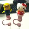 Nueva tapa de silicona para popote, funda de popote de dibujos animados tridimensional, tapón de popote a prueba de polvo y fugas, funda protectora de animalitos lindos, venta al por mayor