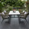 Juego de mesa y sillas de exterior de ratán para patio terraza, silla de ratán de ocio, mesa y sillas de combinación de madera plástica para patio de casa de huéspedes al aire libre, simples y modernas