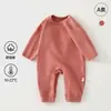 Roupas de Bebê para Primavera e Outono, Macacão Elástico, Macacão de Bebê, Pijama de Manga Longa com Ar Condicionado, Macacão de Algodão Puro Macio com Fleece para Engatinhar Classe A