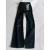 Jeans acampanados negros multibolsillos para mujer, estilo verano con decoración de cremallera, pantalones delgados, pantalones cargo rectos de alta calle americana