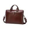 Bolsa de la Suerte para Bebé Linda Transfronteriza Nuevo Bolso de Mano para Hombre Maletín de Cuero de Cera de Aceite Retro con Doble Cremallera para Portátil de 17 pulgadas para Hombre