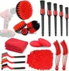 Popular Conjunto Vermelho de 8 Peças de Escova para Limpeza Interna de Pneus de Carro Escova para Furadeira para Limpeza Eficiente no Carro e em Casa