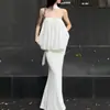 2026 Chica Sexy Caliente Vibras Blanco Puro Deseo Sexy Estilo Francés Gama Alta Verano para Mujer Top sin Tirantes con Cinta