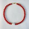 2025 Nuevo Estilo Ins Retro de Gama Alta Collar de Piedra de Ágata Roja Natural Perla Barroca Natural de Forma Especial
