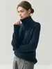 Suéter de Cashmere Novo Estilo Outono/Inverno 2026 para Mulheres, Gola Alta Meio Zíper Espesso Tricô Trançado Soltinho