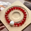 Pulseira de Cristal Natural, Ágata Vermelha Natural, Fantasma Floco de Neve, Joia Fashion e Versátil, Venda Direta do Fabricante