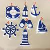 Conjunto de Botões de Madeira Pintados com Precisão Série Náutica Vela Farol Telescópio Boia Salva-vidas Padrão de Leme