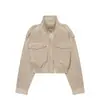 Atacado de fabricante de roupas femininas transfronteiriço 2026 moda europeia e americana jaqueta com aba de bolso textura de camurça alça de ombro