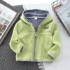Roupas de Outono e Inverno para Crianças Novidade Veludo Austríaco Quente com Capuz Esportivo Solto Moletom para Meninos Tops Cardigan Roupas Infantis