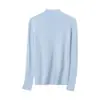Camiseta interior de lana fina Yangzi para mujer, otoño e invierno, ajuste ceñido, color rosa, suéter de punto con cuello semi-alto